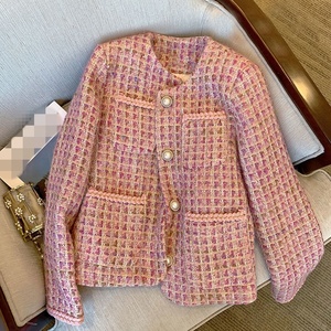 เสื้อโค้ทสั้นสีชมพูทรงหลวมอเนกประสงค์สำหรับฤดูใบไม้ร่วงและฤดูหนาวแฟชั่นลดอายุ - Product Image 1