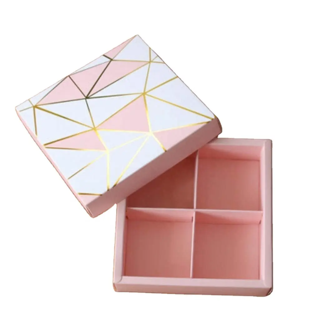 4 cavidad dorado rosa panadería galletas caja de papel de embalaje de regalo