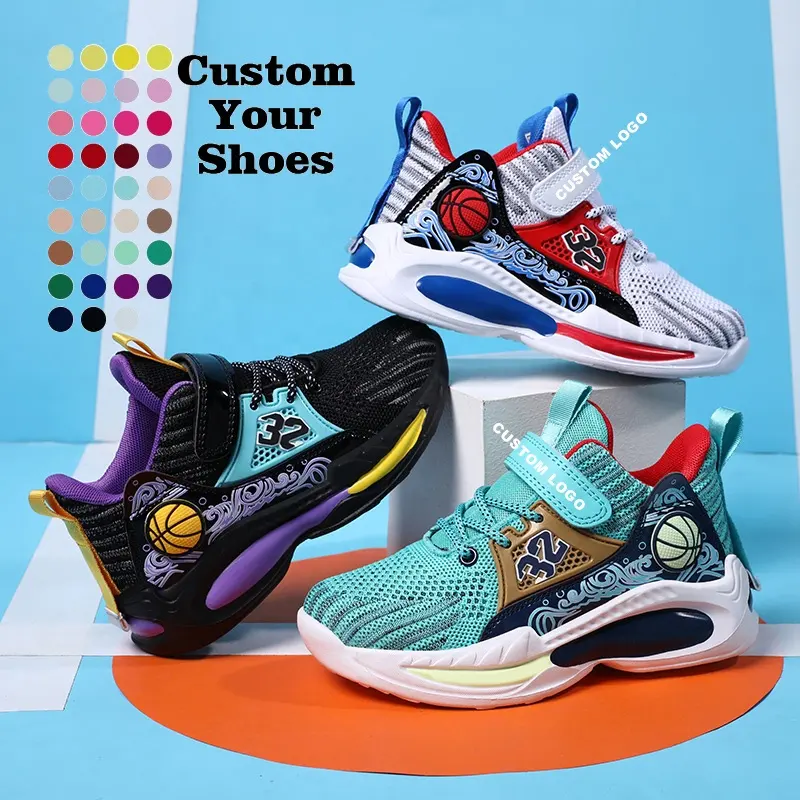 Zapatillas deportivas personalizadas para niños y niñas, calzado formal de baloncesto con nombre de marca, 2021