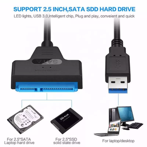 <strong>20cm</strong> <strong>USB</strong> 2.0 3.0 to SATA 22Pin 2.5&quot; Inch Adapter Converter SSD HDD Data Cable for Drives External Hard Drive UASP