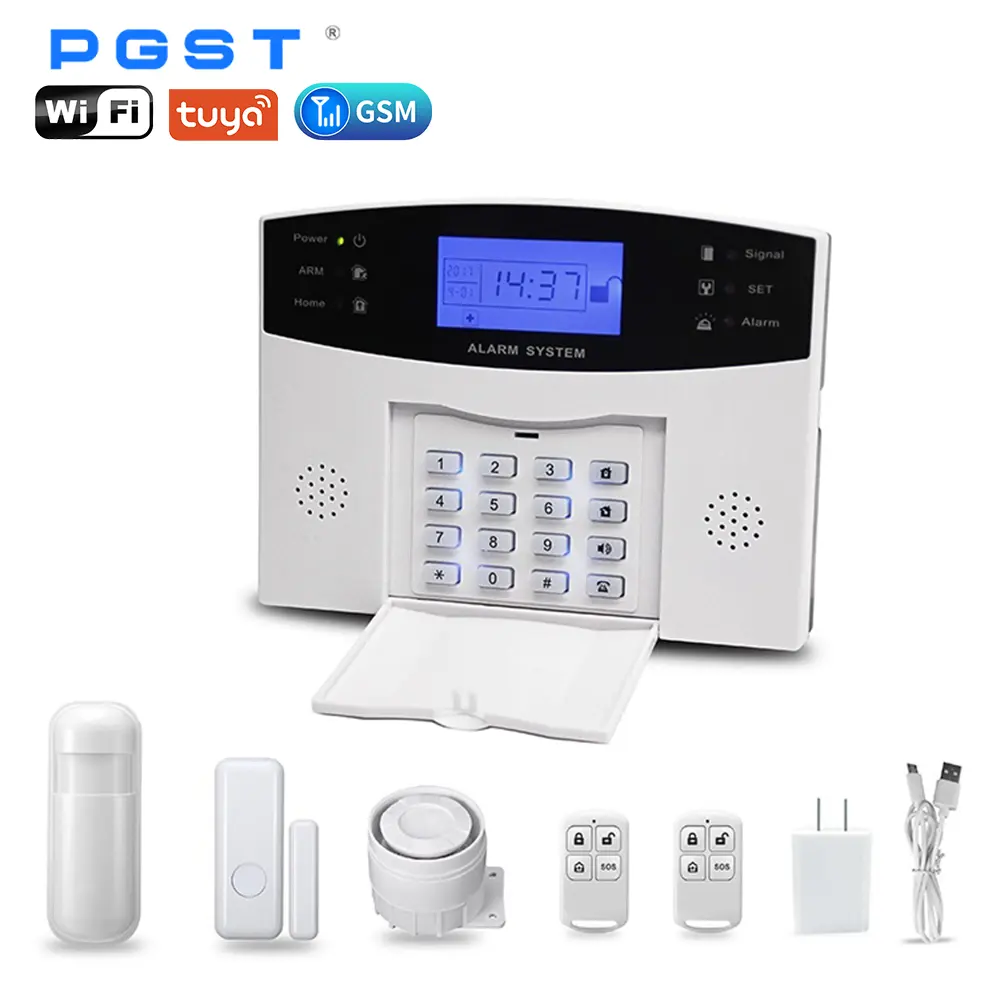 PGST Pabrik GSM Nirkabel Kabel Keamanan Rumah Host WiFi APP Alexa Suara Remote Control Sistem Alarm Rumah Pintar PGST Tuya