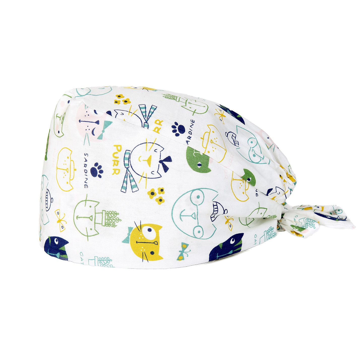 C-001 Gorra con estampado de gatito lindo y lazo en la espalda