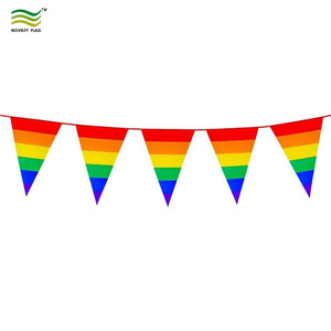 <strong>Custom</strong> Gay Lesbian LGBT Pride Rainbow <strong>String</strong> <strong>Triangle</strong> <strong>Bunting</strong> with Silk Printing Polyester 75D - Product Image 2