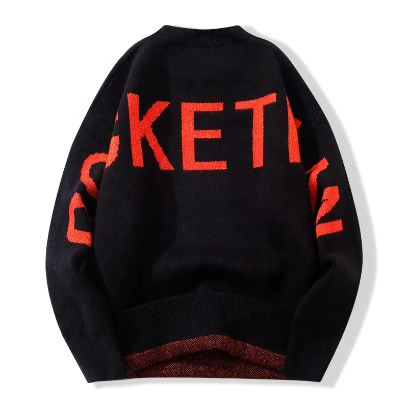 Custom ODM OEM Acceptable Men's Oversized Cashmere Wool Sweater with Jacquard Letter Design for Winter