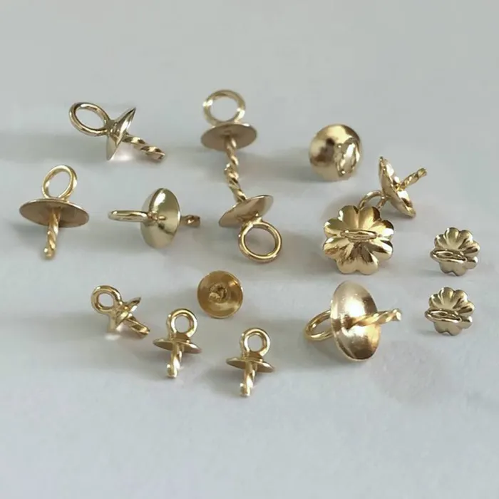 Ciondolo per collana riempito in oro 14K perla montaggio rotondo supporto per fiori di perle per risultati fai da te accessori per gioielli permanenti