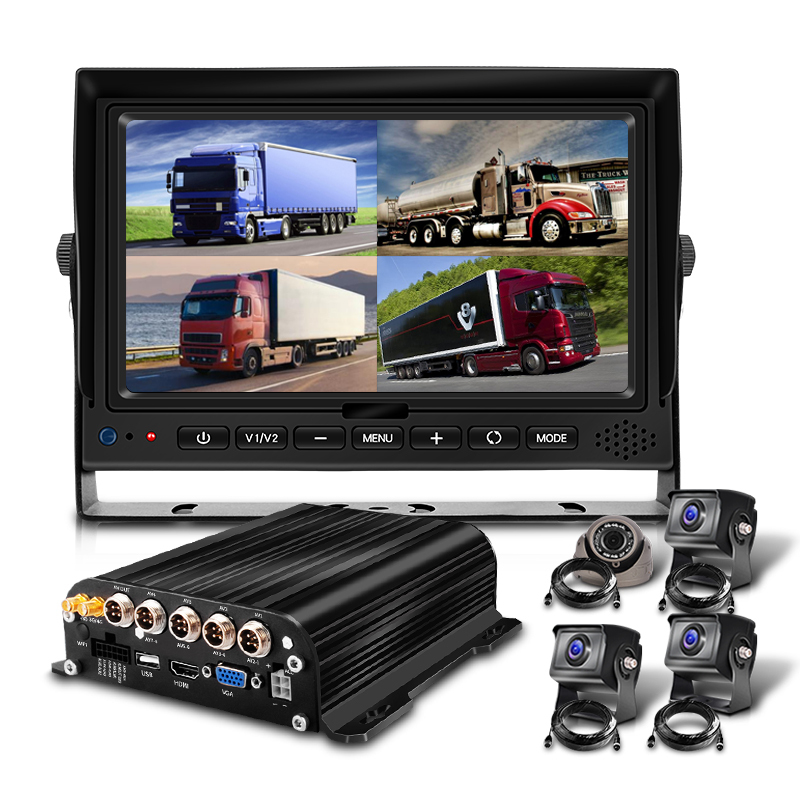 4CH SD MDVR avec 4G + GPS + WIFI,7 "écran, caméra 4PCS