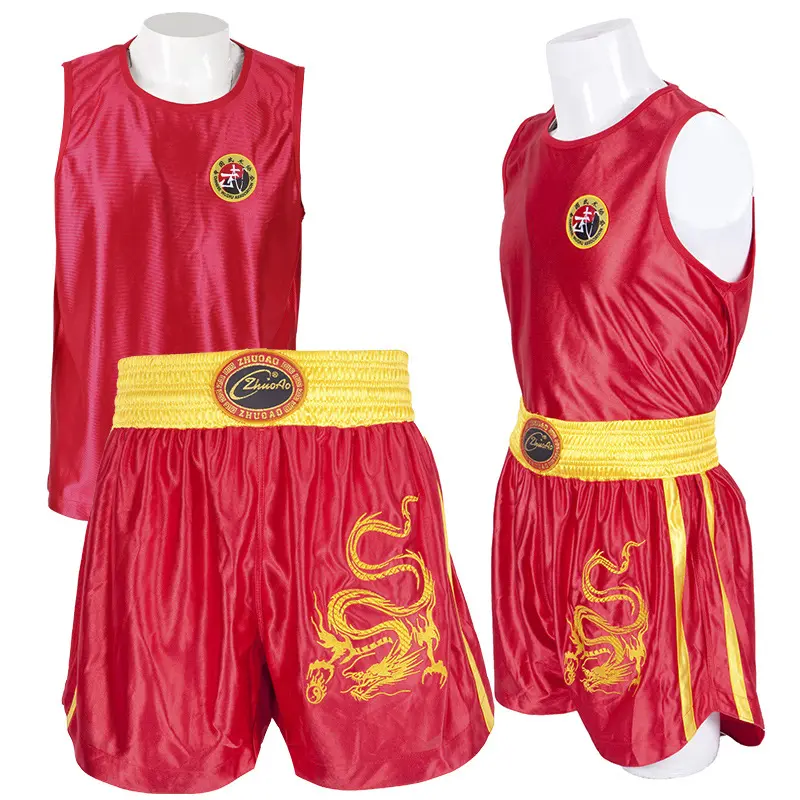 Venta al por mayor y al por menor profesional de buena calidad Muay Thai Wushu Sanda ropa/traje de boxeo