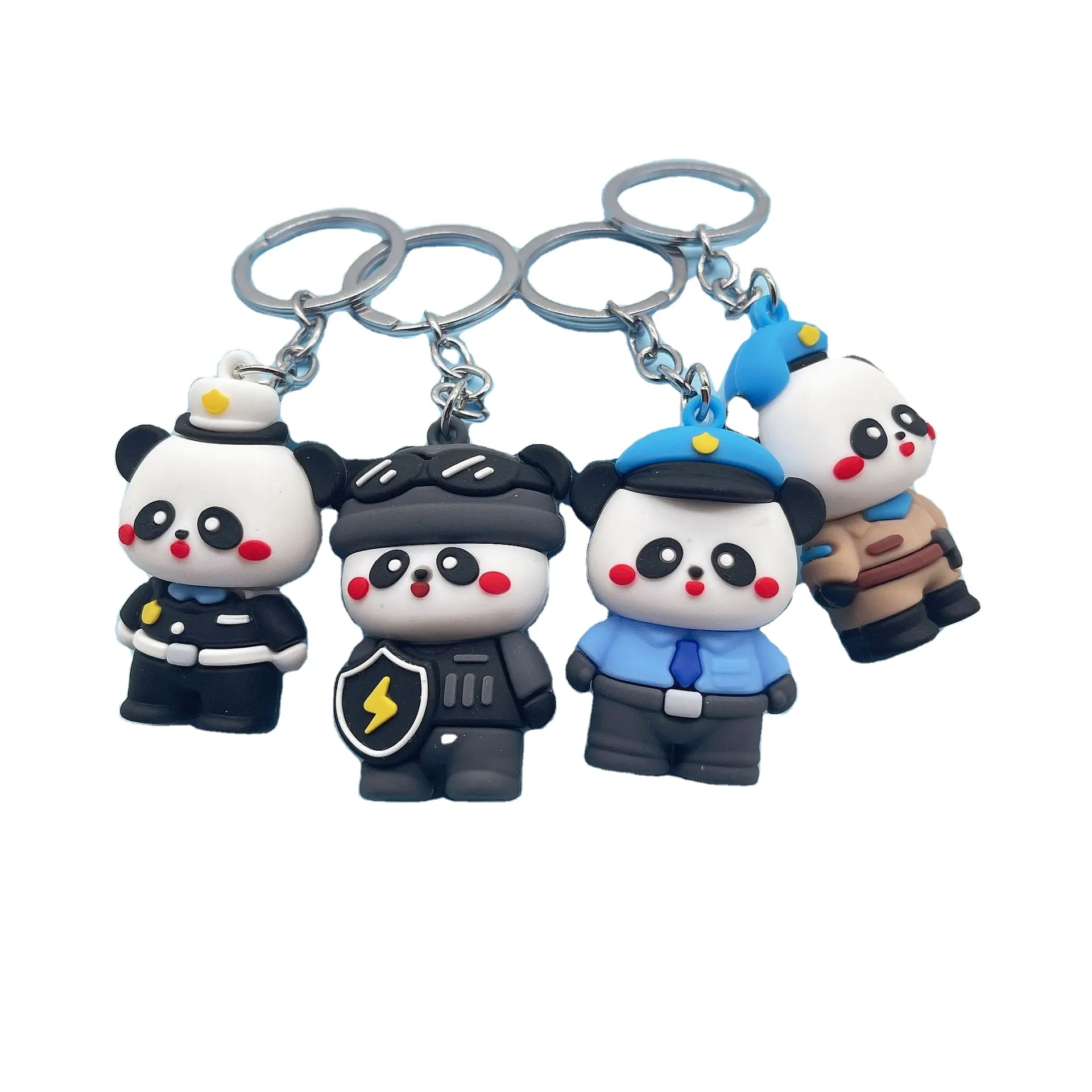 Silikon niedlichen Panda PVC Schlüssel anhänger von kreativen Cartoon Tiere Schlüssel bund Zubehör Lan yards Puppe Anhänger Auto Schlüssel Anhänger