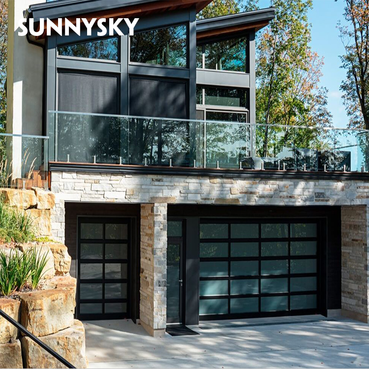 Customized size one piece modern glass  panel  lift garage door cost