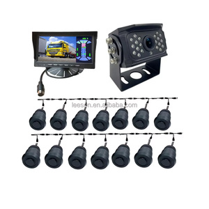 I sensori di parcheggio per auto di riserva per camion pesanti 14 pezzi rilevano il sistema di punti ciechi a ostacoli con Kit telecamera di retromarcia da 7" - Product Image 1