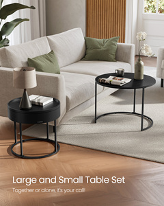 VASAGLE di lusso Meuble De <span class=keywords><strong>Table</strong></span> Basse soggiorno nidificazione tavolo rotondo centro <span class=keywords><strong>set</strong></span> nero rotondo tavolino da caffè moderno - Product Image 2