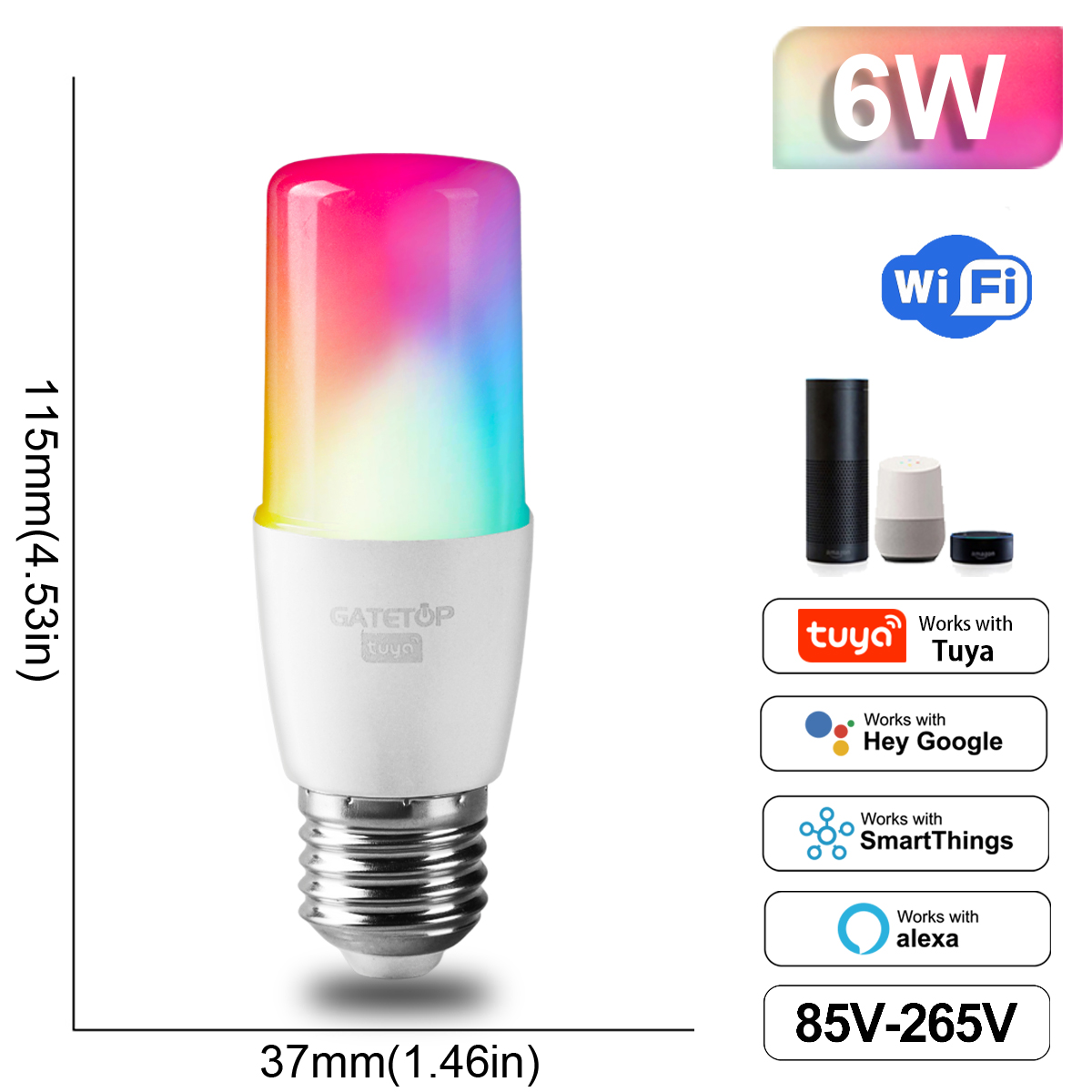 T37 6W E27 white housing