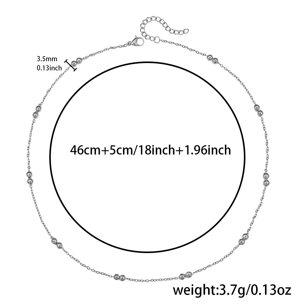 Collier Q0024-2 (Pince Croix Martelée 0,4 mm, Double Perles)