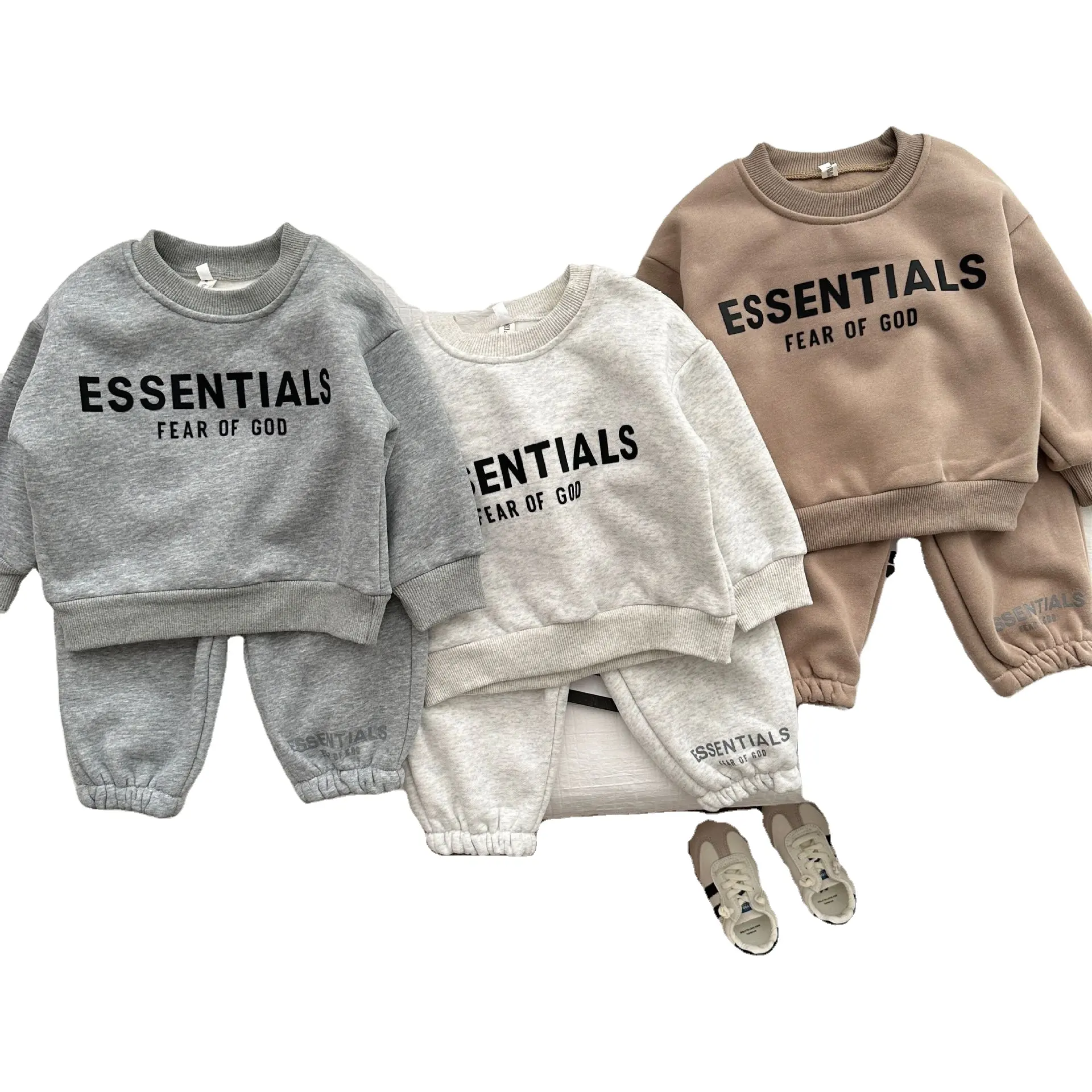 Wholesale Children Clothes Boys Clothing Set winter thicken Cotton sweatshirt and jogger custom kids clothing