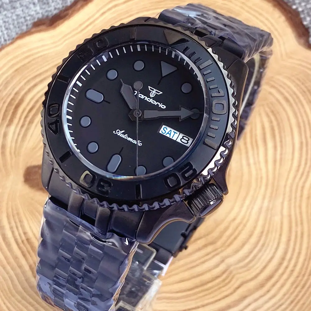 Nero SKX Mod NH36 orologio meccanico da uomo SUB quadrante nero vetro zaffiro a cupola 20bar impermeabile 120 clic lunetta orologio da immersione 3.8