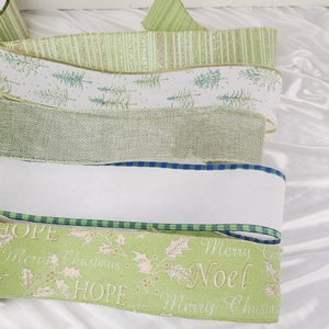 定制Fita decorativa印花圣诞树条纹有线亚麻丝带工艺装饰蝴蝶结 - Product Image 3