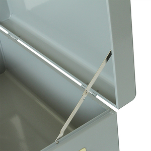 Grey-blue Color Waterproof Metal Material Storage <strong>Trunk</strong> with Leather Rope and <strong>Round</strong> Lock Accessories for Home Decoration Storage - Product Image 5