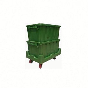 Cajas de almacenamiento de plástico plegables grandes de alta calidad, contenedores móviles apilables baratos con estructura perforada de tapa - Product Image 6