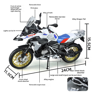 ダイキャスト合金モデルおもちゃ1:9 GSR1250オートバイの音と光の前輪は車輪を回します可動金属モデルおもちゃオートバイ - Product Image 3