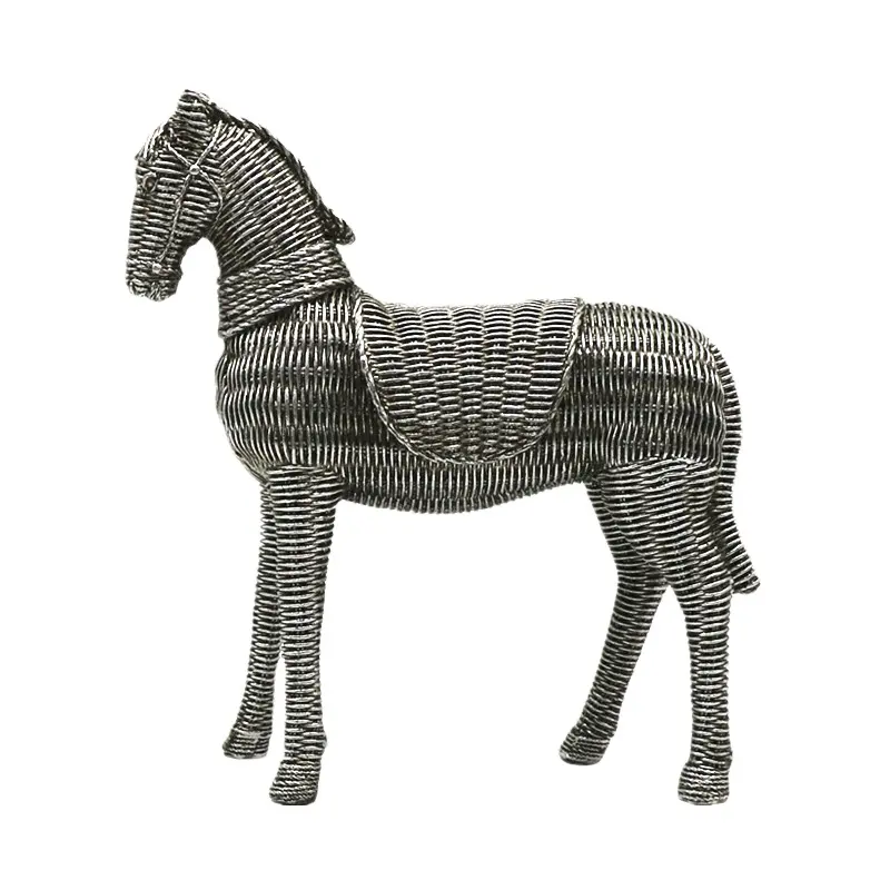 Estatua Retro de estilo campestre americano para decoración del hogar, estatua de ratán de diseño de caballo pequeño, artesanía para sala de estar, precio de fábrica