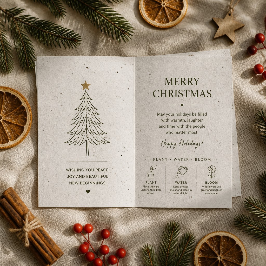 Carte de graines d'arbre de Noël