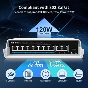 สวิตช์ PoE 8พอร์ตกันน้ำสำหรับกล้อง IP ไร้สาย48V รองรับ IEEE 802.3AF/AT สวิตช์เครือข่ายสำหรับกล้อง IP/AP แบบไร้สาย - Product Image 4