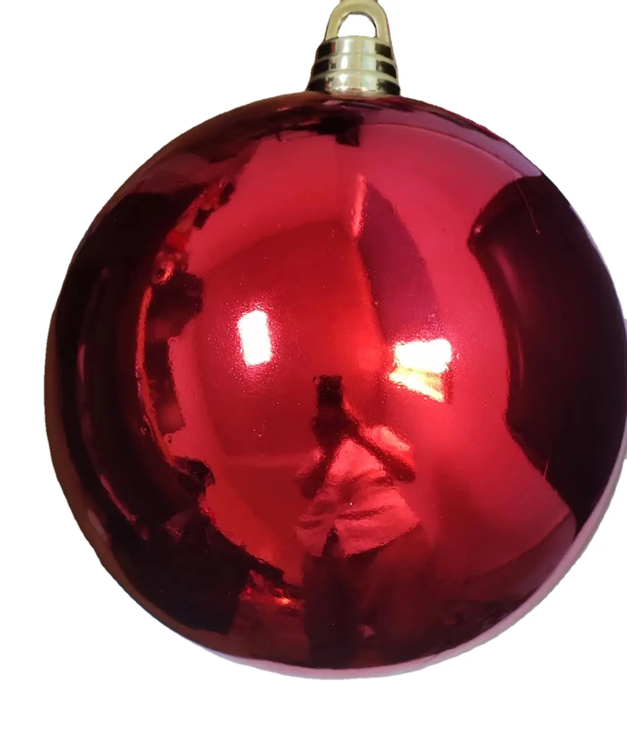 Bola de Natal lisa de plástico maior vermelho brilhante de 50 cm