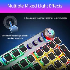 AULA F2088 Estilo de máquina de escribir Teclado mecánico para juegos Arco Iris LED retroiluminado Muñeca extraíble Teclado de computadora con cable USB - Product Image 3