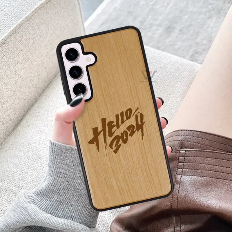 Fundas de teléfono de madera auténtica de lujo para Samsung S24 Plus funda de teléfono de madera anticaída