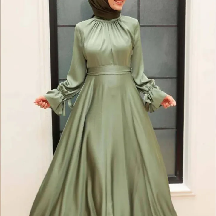 Vestido de poliéster muçulmano Abaya Hijab para meninas, vestido de noite/vestidos formais, vestido de apoio para mulheres, abaya muçulmano Burkha Hijab