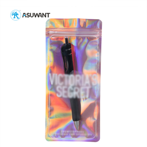 Trong Suốt Rõ Ràng Phía Trước Bạc Backed Holographic Nhôm Foil Shiny Zip Khóa Bao Bì Trang Điểm Mỹ Phẩm Mylar Bag Với Zipper - Product Image 2