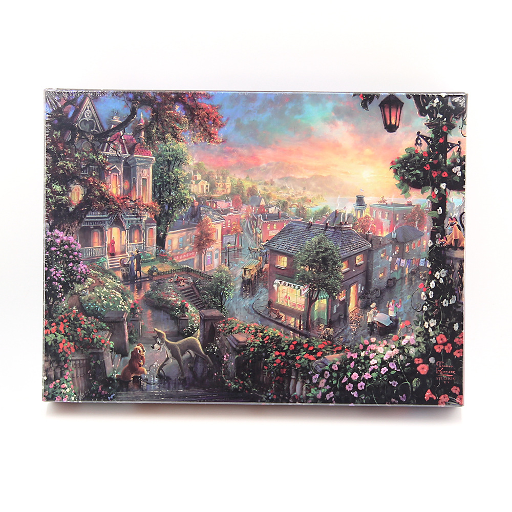 H0008 Puzzle 1000 pièces, thème paisible de ville, édition épaissie