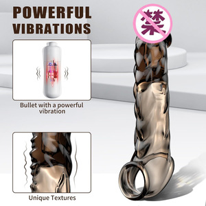 Penis Ärmel Verlängerung Dildo Vibrator Männlicher Hundvergrößerung sexy Dick wiederverwendbares TPE-Kondom erwachsene erotische Sexspielzeuge für Männer Frauen% - Product Image 5