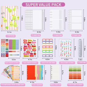 Set wholesale custom fruit <strong>stripe</strong> planner money stickers <strong>notebook</strong> file folder pu leather a6 fruit <strong>stripe</strong> budget binder set - Product Image 6