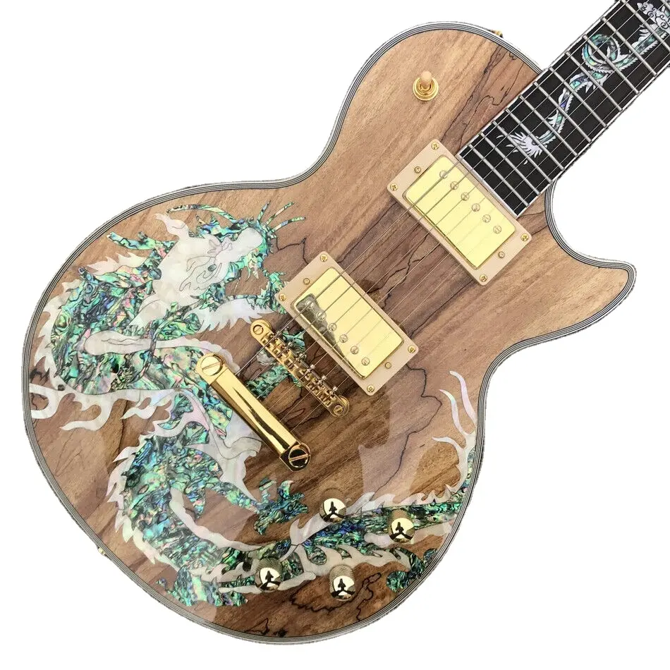 Gitar listrik kualitas tinggi kustom baru, perangkat keras emas, papan jari mahoni