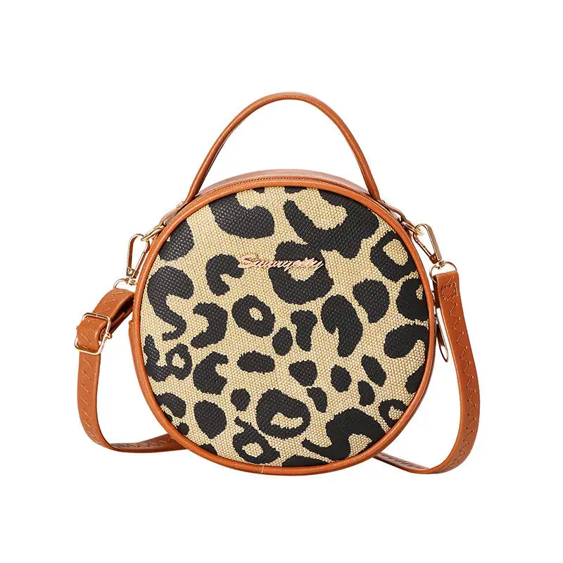 Bolso de mano personalizado al por mayor, bolsos de mano para mujer, venta directa de fábrica, portátil con estampado de leopardo bolso de hombro, bolso de moda de cuero para mujer