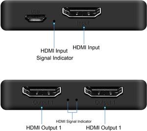 <strong>HDMI</strong> Splitter 2port for <strong>Dual</strong> Monitors Duplicate Mirror 1x2 HDMI2.0 Splitter 1 to 2 Amplifier Splitter <strong>HDMI</strong>