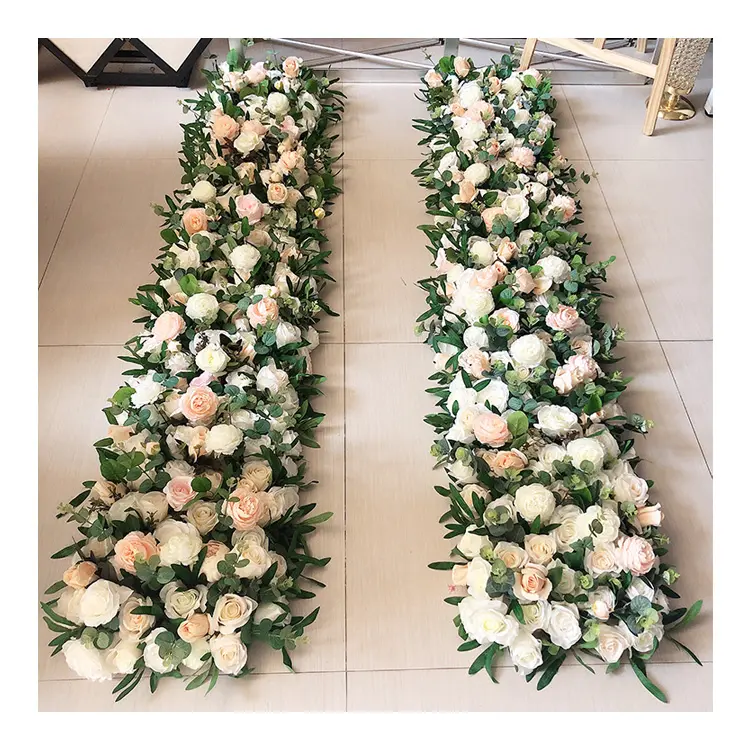 GIGA Luxury Flower Design 2M * 40CM Runner da tavola lunghi Wedding Flower navata Runner fiori e piante stabilizzati di seta IFLOWERGROUP