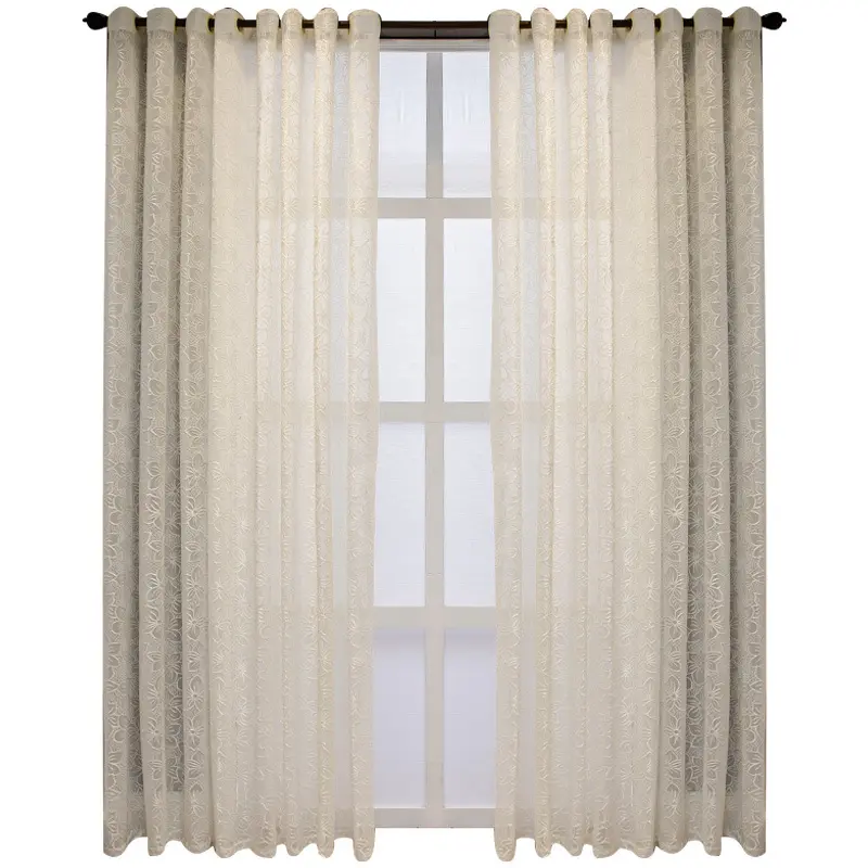 Gorden jendela putih krem panjang tipis untuk ruang tamu, kain gorden tipis untuk rumah kamar tidur