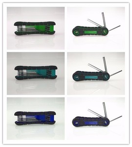 נייד מתקפל <span class=keywords><strong>Hex</strong></span> מפתח ברגים כלי סט 9 סטנדרטי גדלים גדלים מטרי 8 גדלים Chamfered מסתיים גריפ גומי - Product Image 2