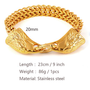 Ювелирный браслет с завода, новый дизайн, ювелирные изделия из нержавеющей стали, позолоченный, в форме черепа, для женщин, мужчин, подарок - Product Image 5