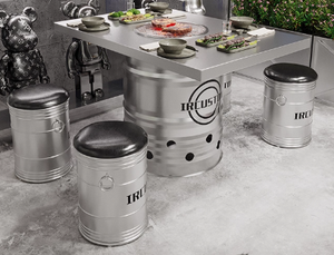 Chuyên Nghiệp Nhiệm Vụ Nặng Nề Kim Loại <span class=keywords><strong>S</strong></span>ắt Lẩu Bảng Thịt Nướng Cửa Hàng Thùng Dầu <span class=keywords><strong>S</strong></span>ắt Bàn Ghế Bộ - Product Image 4