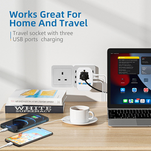 Adaptador de enchufe múltiple para viaje, adaptador Universal portátil tipo c con USB Dual - Product Image 2