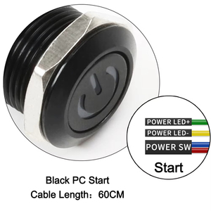 PC Host Start interruttore a pulsante SW riavvio del Computer in metallo pulsante 12MM 16MM 19MM 22MM con 60CM scheda madre cavo PC - Product Image 6