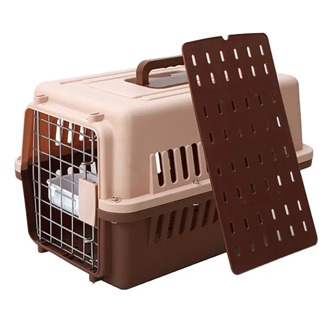 Transportines de plástico portátiles ecológicos para perros Zunhua Meihua, caja de aviación para animales, jaula de viaje para mascotas, caja de aire para mascotas aprobada por la aerolínea