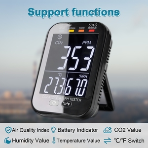 Holdpeak HP-531G เครื่องตรวจจับ CO2 แบบพกพา 3 in 1 เครื่องตรวจสอบคุณภาพอากาศภายในอาคารพร้อมเซ็นเซอร์อุณหภูมิ, สัญญาณเตือนและความชื้น - Product Image 2