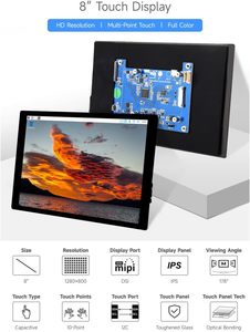 Waves hare 8-Zoll-DSI-Display MIPI-Schnitts telle IPS Kapazitiver Touchscreen 1280 X800 Pixel für Raspberry Pi 5/4B/3B/3A CM3/3/CM4