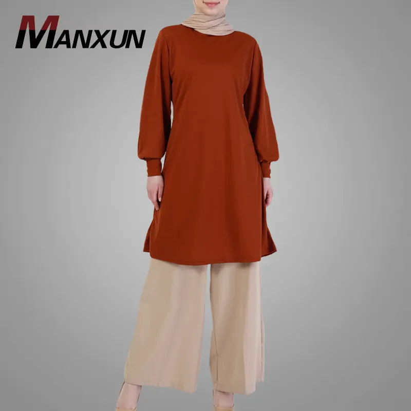 Fas gömlek toptan orta doğu türkiye Dubai Abaya uzun kollu müslüman bluz basit saf renk islam giyim Online