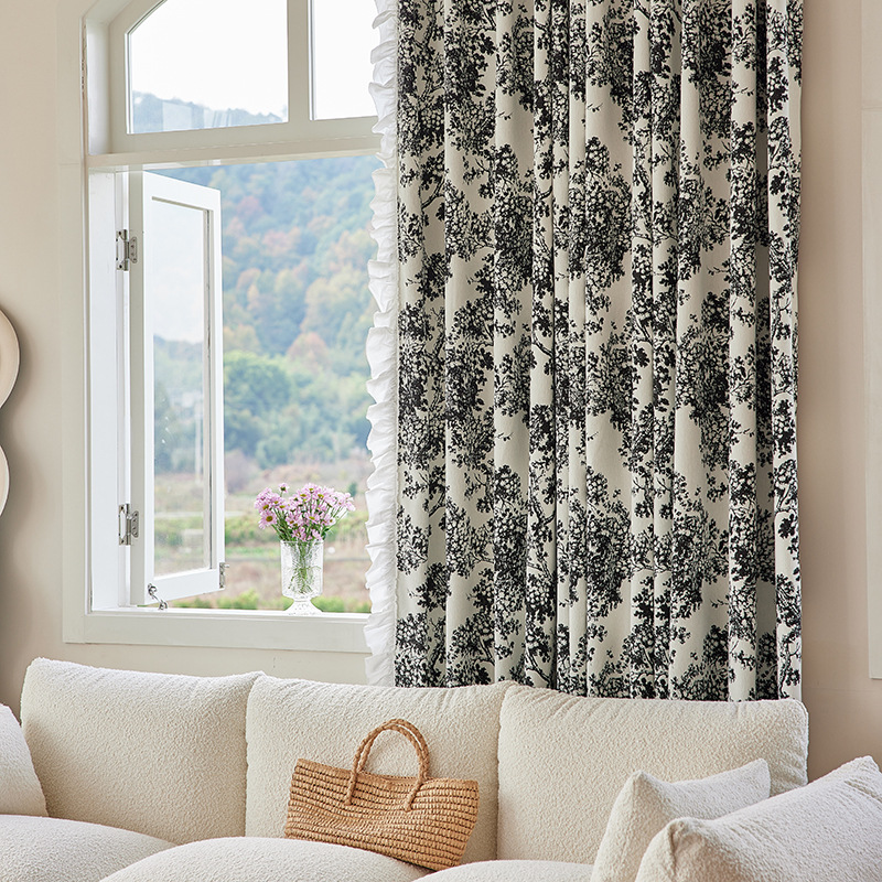 Rideau jacquard noir blanc
