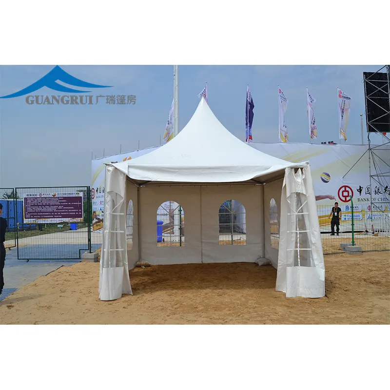 Tenda Pagoda baru ukuran 4m x 4m, tenda pesta luar ruangan pemasangan sederhana, tenda acara bingkai logam campuran aluminium, tenda pameran dagang